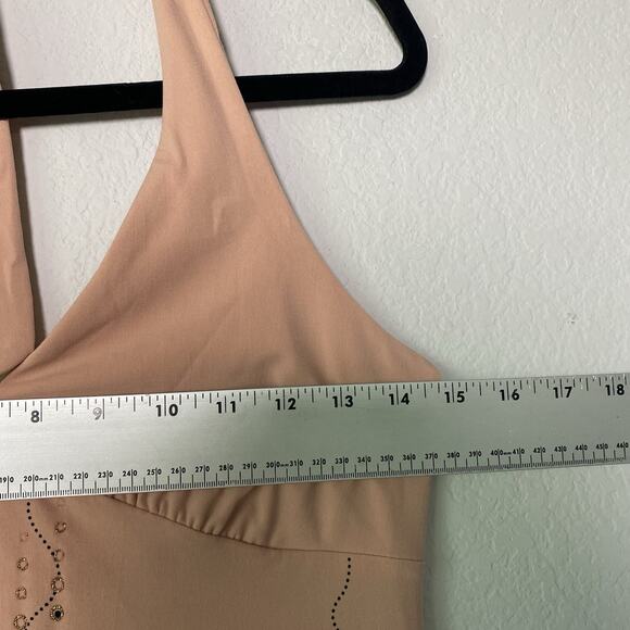Vintage Peach Halter Top Medium Embellished Y2K Summer Boho Casual Flowy Babydol - Picture 5 of 7